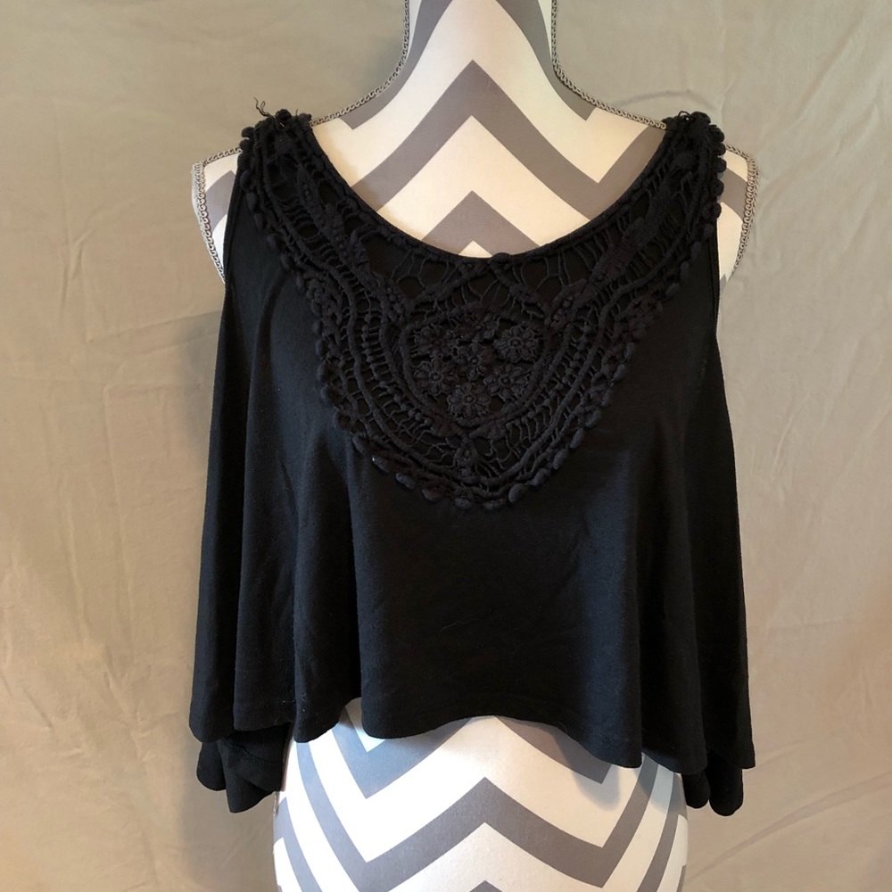 Black Boho Crop Top